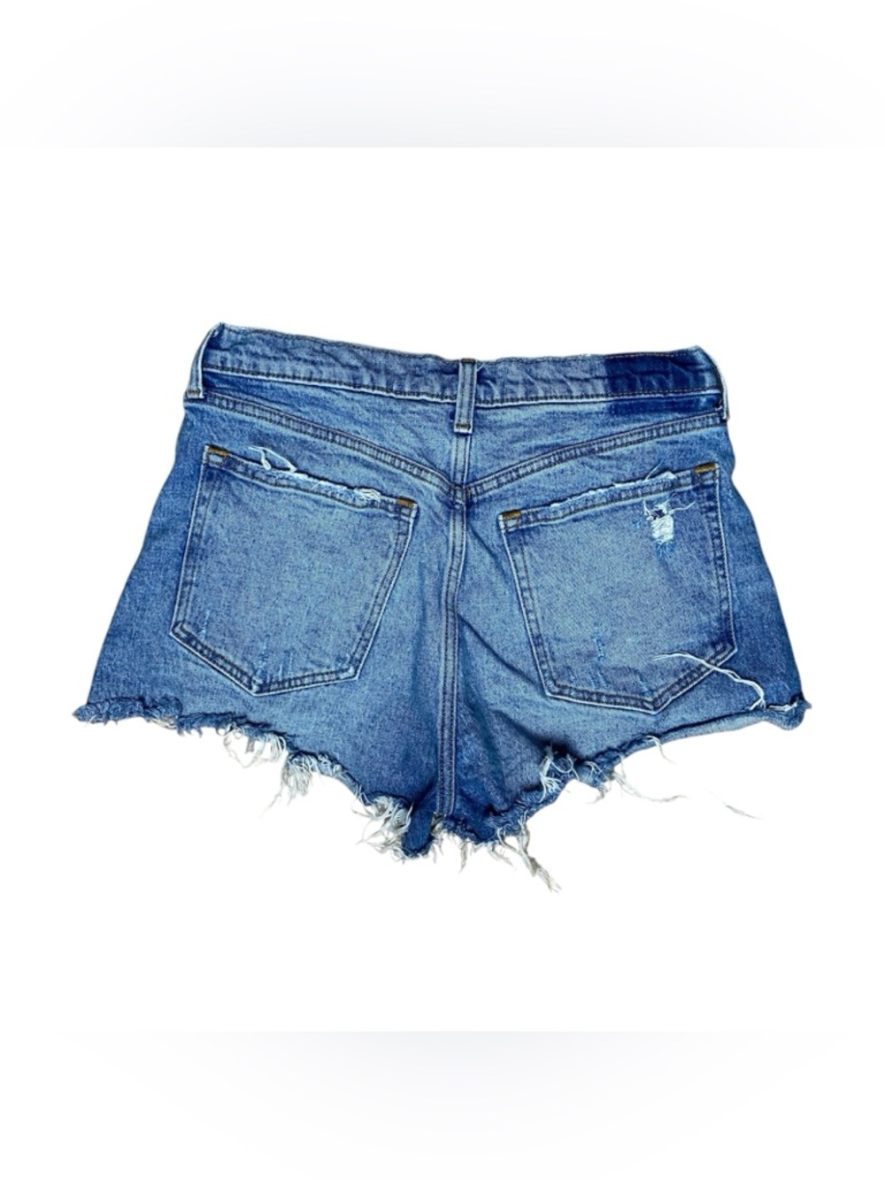 Abercrombie Mom Shorts Size 28 High Rise Denim Jean Shorts 6 Raw Hem Distressed - Picture 3 of 5